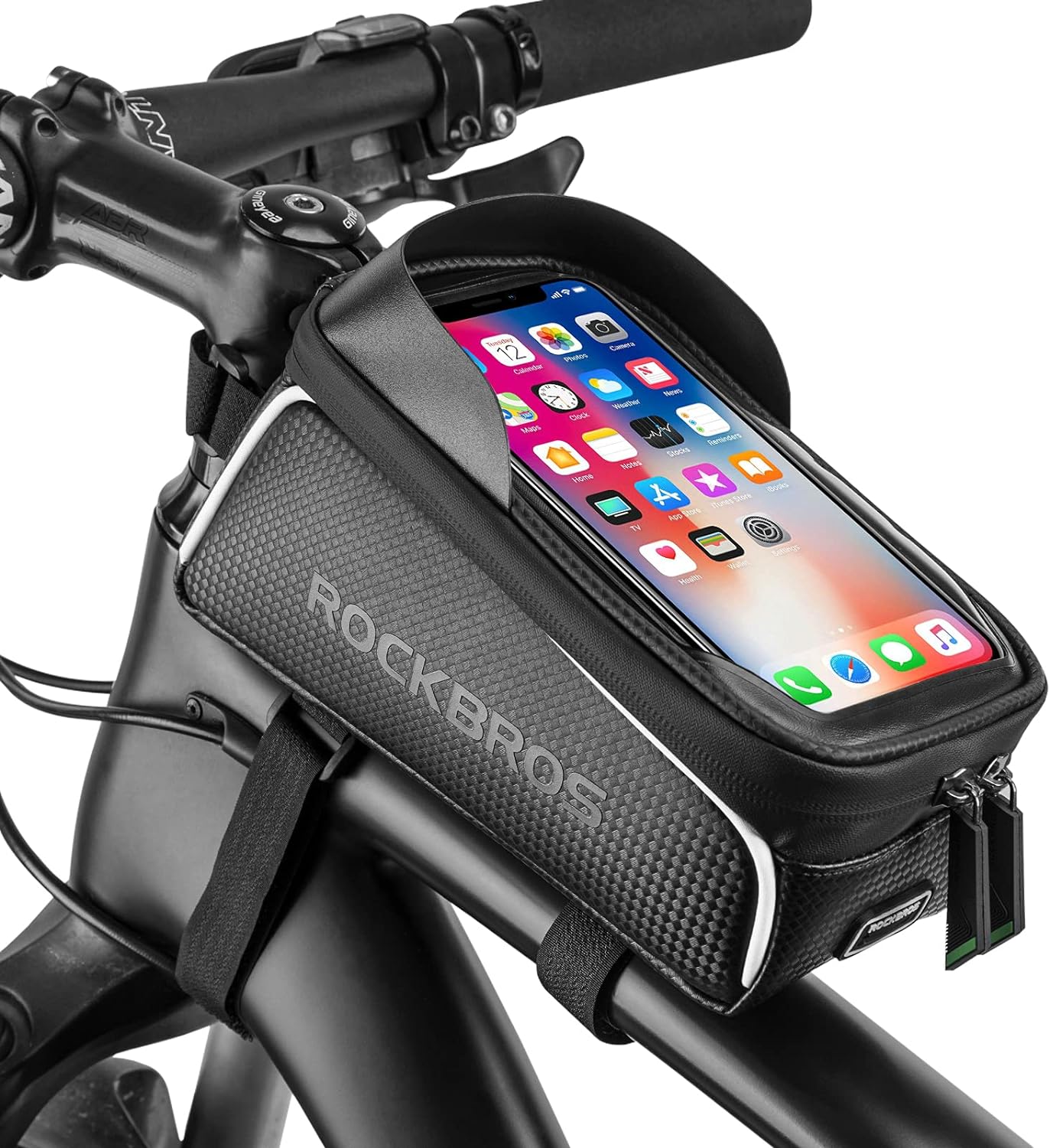 ROCKBROS Bike/Bicycle Phone Front Frame Bag, Waterproof, Tube Bag,Cycling Pouch, Cycling Gifts for Men Compatible Phone Under 6.5