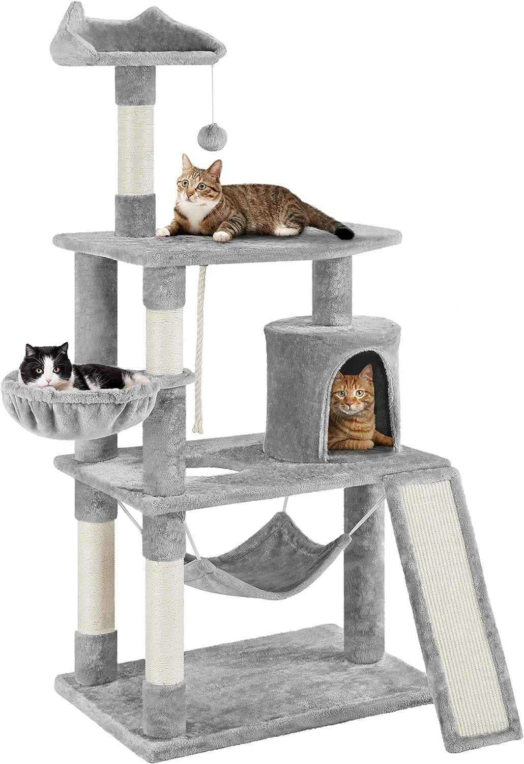 Yaheetech 63.5in Multi-Level Cat Tree Tower Condo with Scratching Posts, Platform & Hammock, Cat Activity Center Play Furniture for Kittens, Cats, and Pets