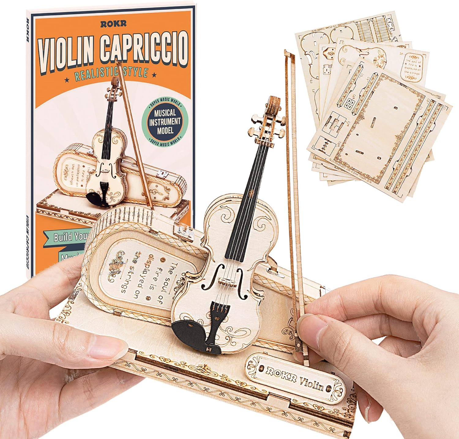 ROKR Wooden Miniature Violin,STEM Projects for Kids 8-12,Model Kits for Adults,3D Wooden Puzzles for Adults and Kids