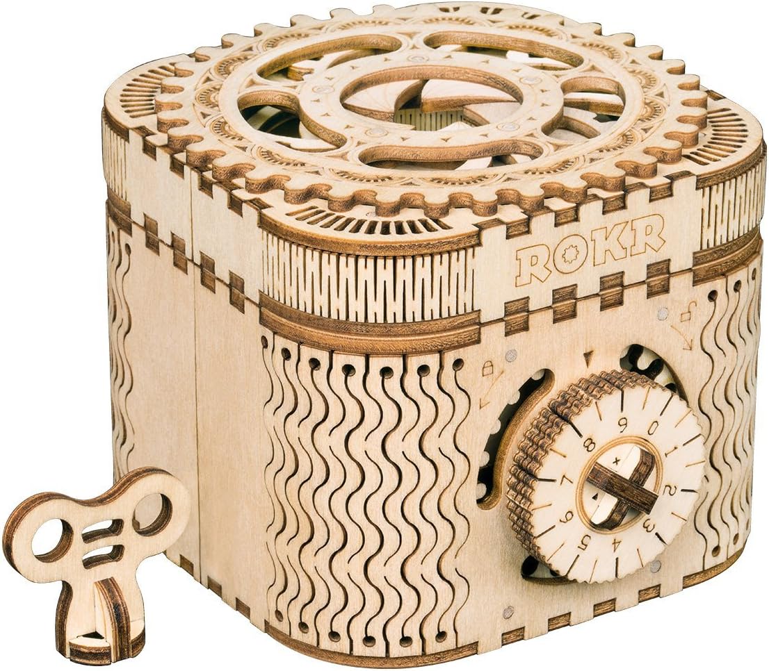 ROKR 3D Wooden Puzzle Mechanical Treasure Box Model DIY Brain Teaser Projects for Adult Kid Age 14+