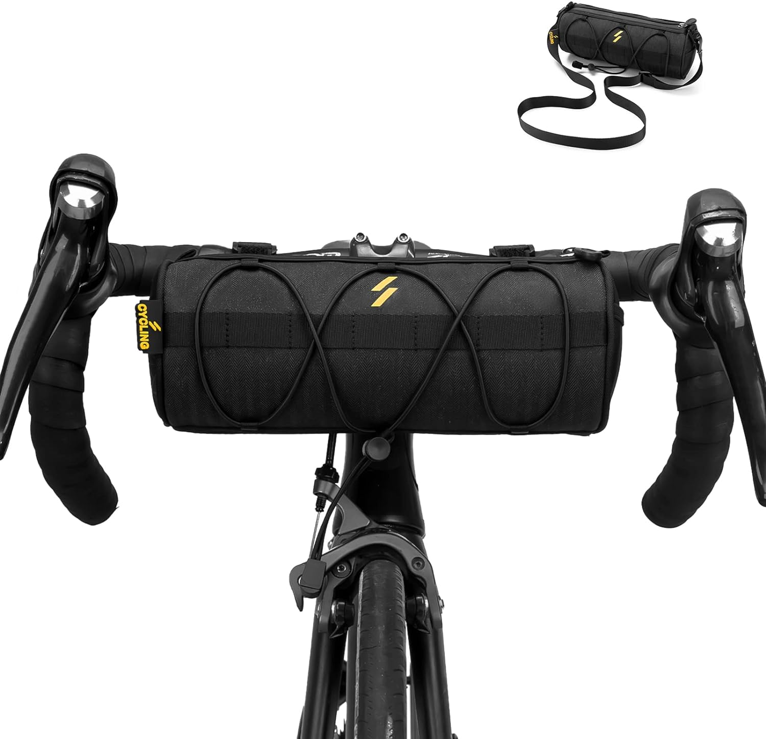 ROCKBROS Bike Handlebar Bag Small Bicycle Handle Bar Bag Handy Front Bike Bags Handlebar Storage Pouch Pack with Shoulder Strap Little Mountain Road Bike Barrel Bag