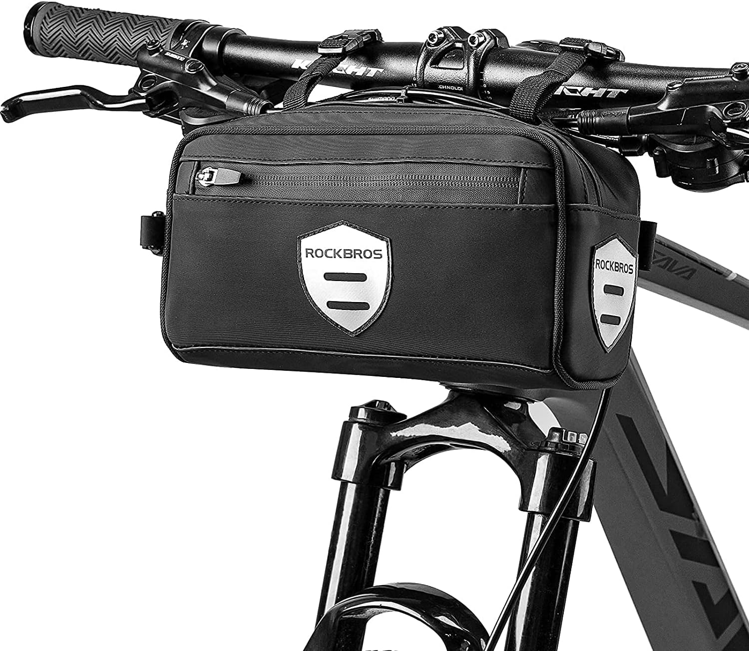 ROCKBROS Bike Handlebar Bag Front Frame Bag Cycling Pouch Bicycle Top Tube Bag Storage Bag with Removable Shoulder Strap for Adults Road MTB Outdoor