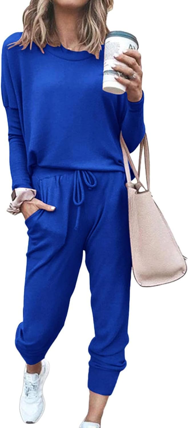 PRETTYGARDEN Women' 2024 Fall Two Piece Outfit Long Sleeve Crewneck Pullover Tops and Long Pants Tracksuit