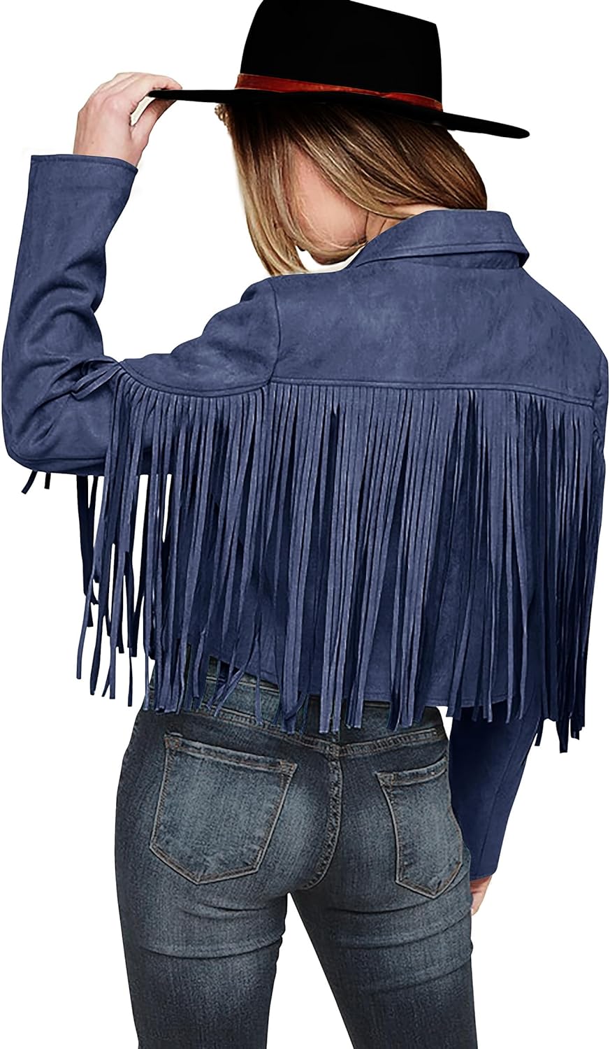 PRETTYGARDEN Women' Fringe Faux Suede Leather Jackets 2024 Fashion Tassel Motorcycle Cropped Coats