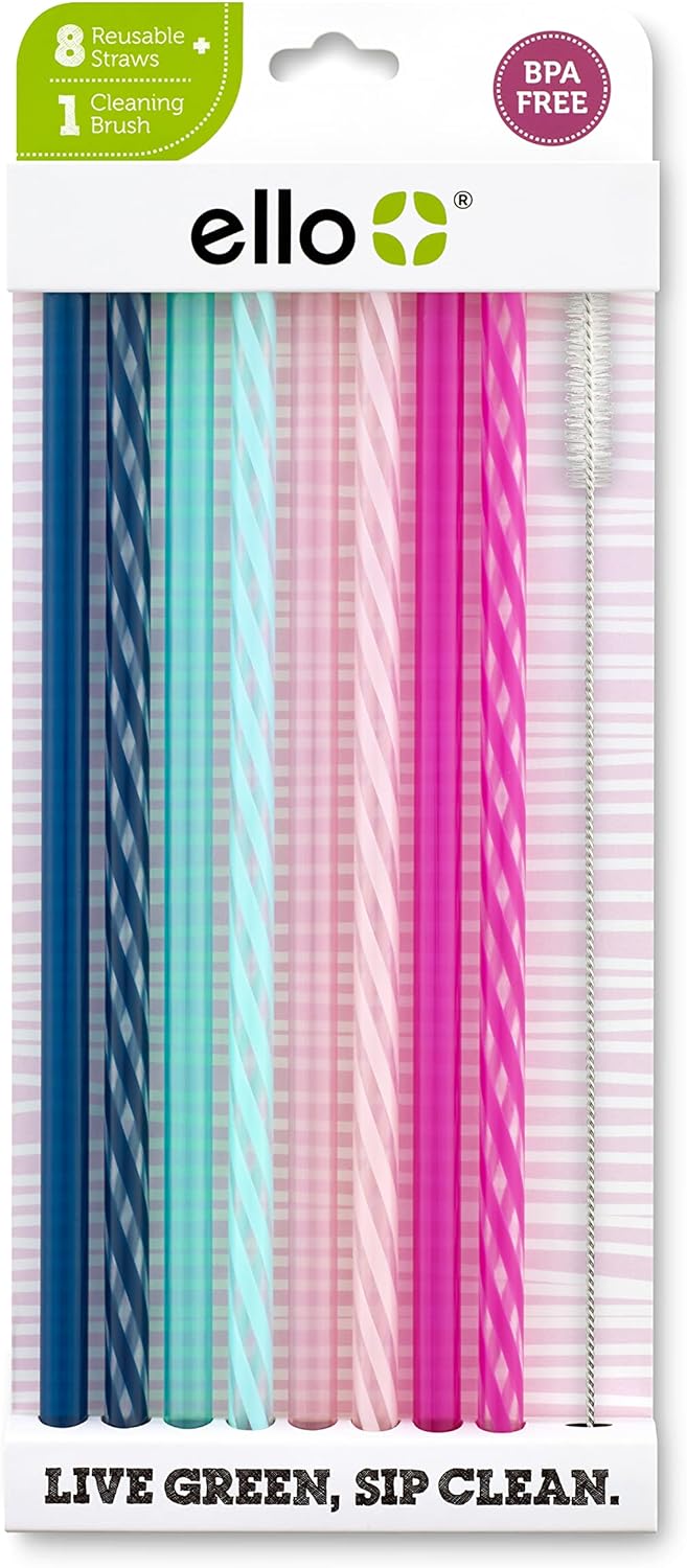 I don't like silicone, metal or paper straws. These are durable, reusable, and pretty to add to my drinks. I needed new ones as my others have disappeared over time. These came with a brush to clean and arrived quickly. Just as pictured and colors are pretty. Will use again.