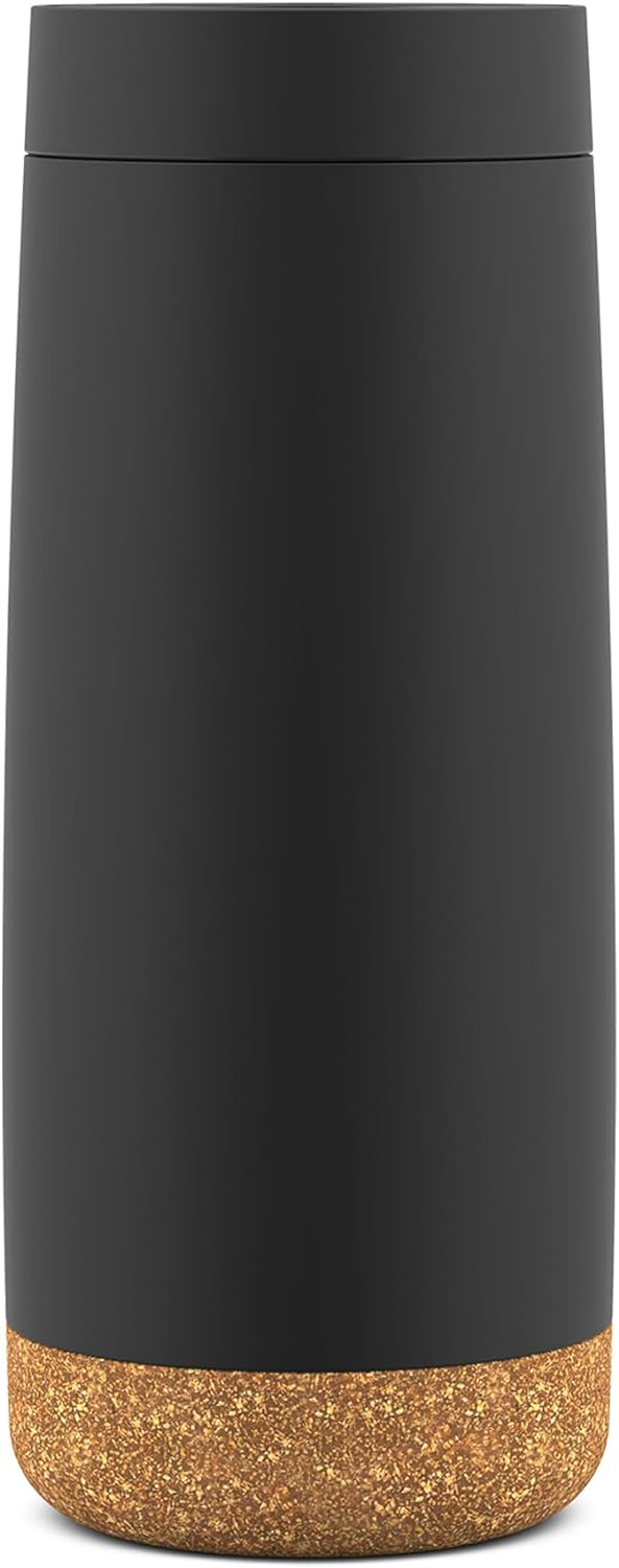 The ello tumbler has performed as advertised  kept my coffee hot and not leaked.I like the lid sealing design which appears to use the hydrostatic pressure of the liquid contents to help seal, but it also allows a steady flow of liquid when open. Very easy and fast open/close. The lid outer fit and seal seem precise as well.The cork bottom is not true cork but rather a wood/saw dust filled composite plastic (see the picture). I was a little disappointed in this at first as it was a primary re