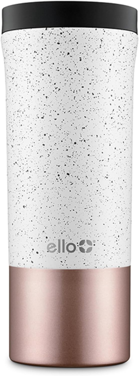 Ello Miri Vacuum Insulated Stainless Steel Travel Coffee Mug - Travel Tea Mug, 16 oz, Speckle Rosegold