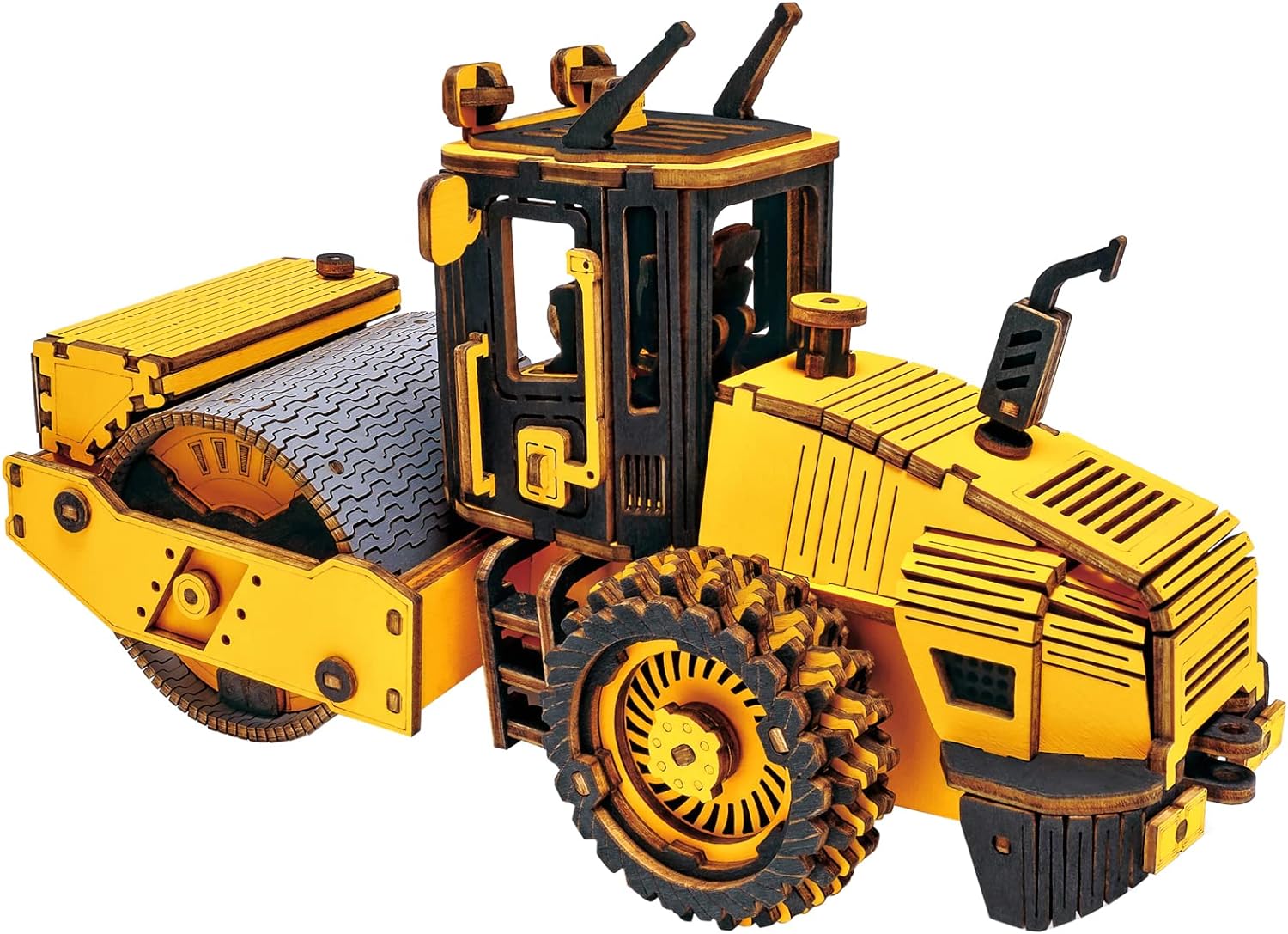 ROKR 3D Puzzles Wooden Construction Trucks Toy - Wood Craft Model Car Kits Movable Vehicle Toys for Kids Age 12+ Collectibles Unique Gift for Boys/Girls/Dad/Mom(Road Roller)