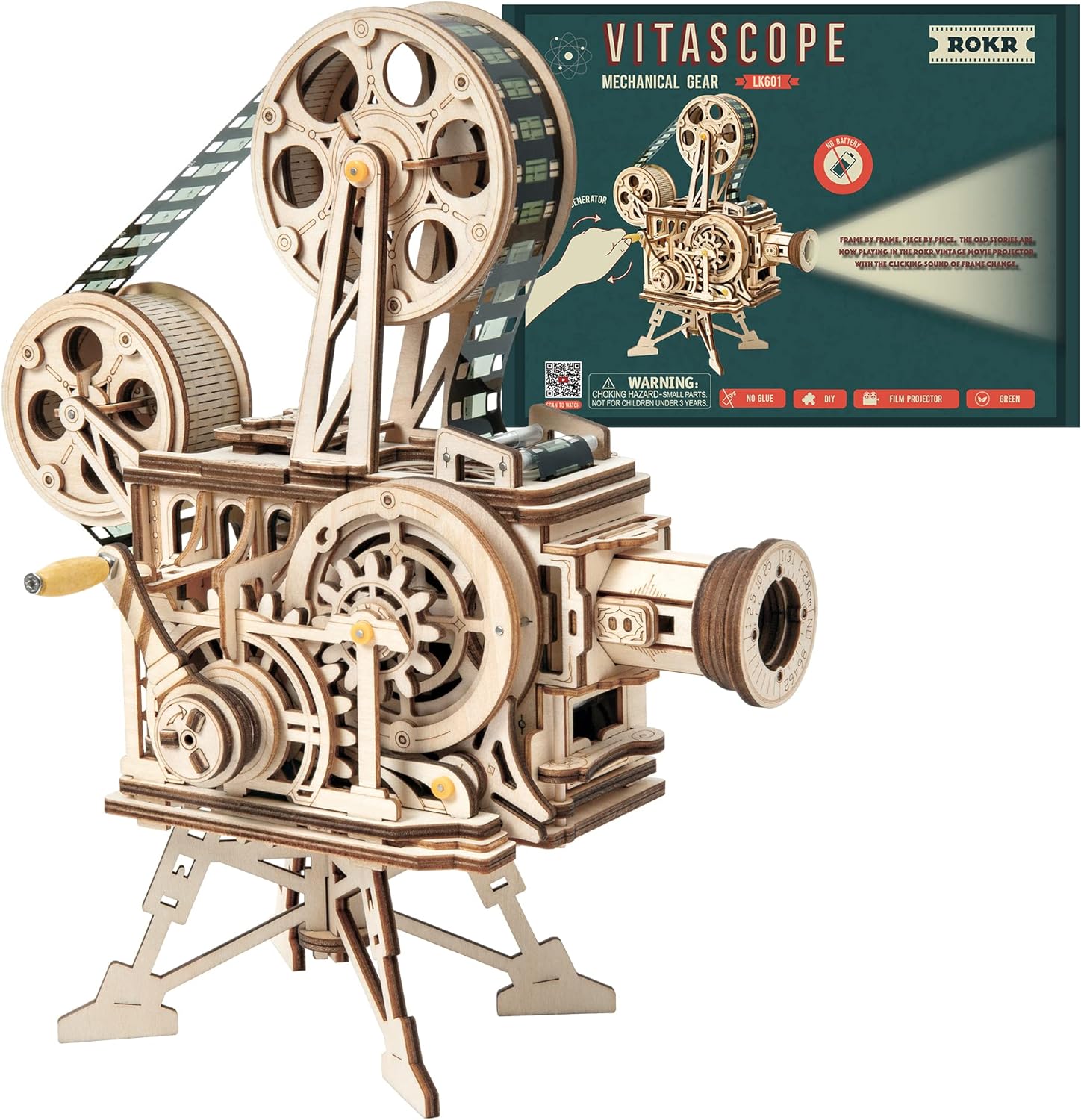 ROKR 3D Wooden Puzzle for Adults-Vitascope Model Building Kit-Wooden Vintage Projector Craft for Adults