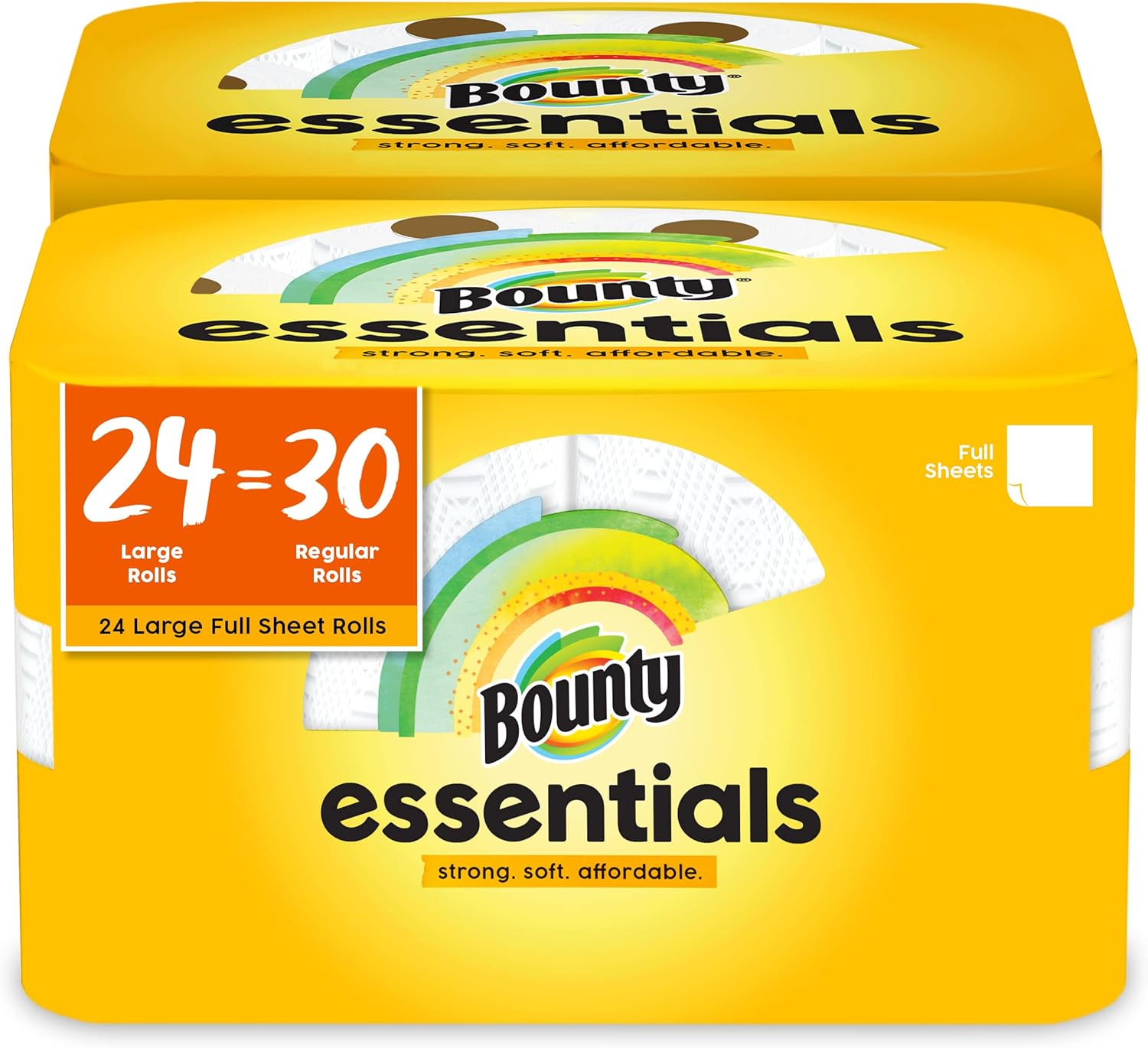 Bounty Essentials Full Sheet Paper Towels, 24 Large Rolls = 30 Regular Rolls, 12 Count (Pack of 2)