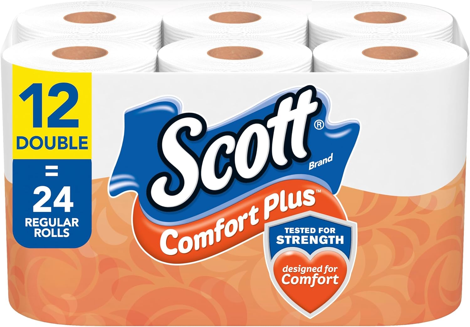 Scott ComfortPlus Toilet Paper, 12 Double Rolls, 231 Sheets per Roll, Septic-Safe, 1-Ply Toilet Tissue