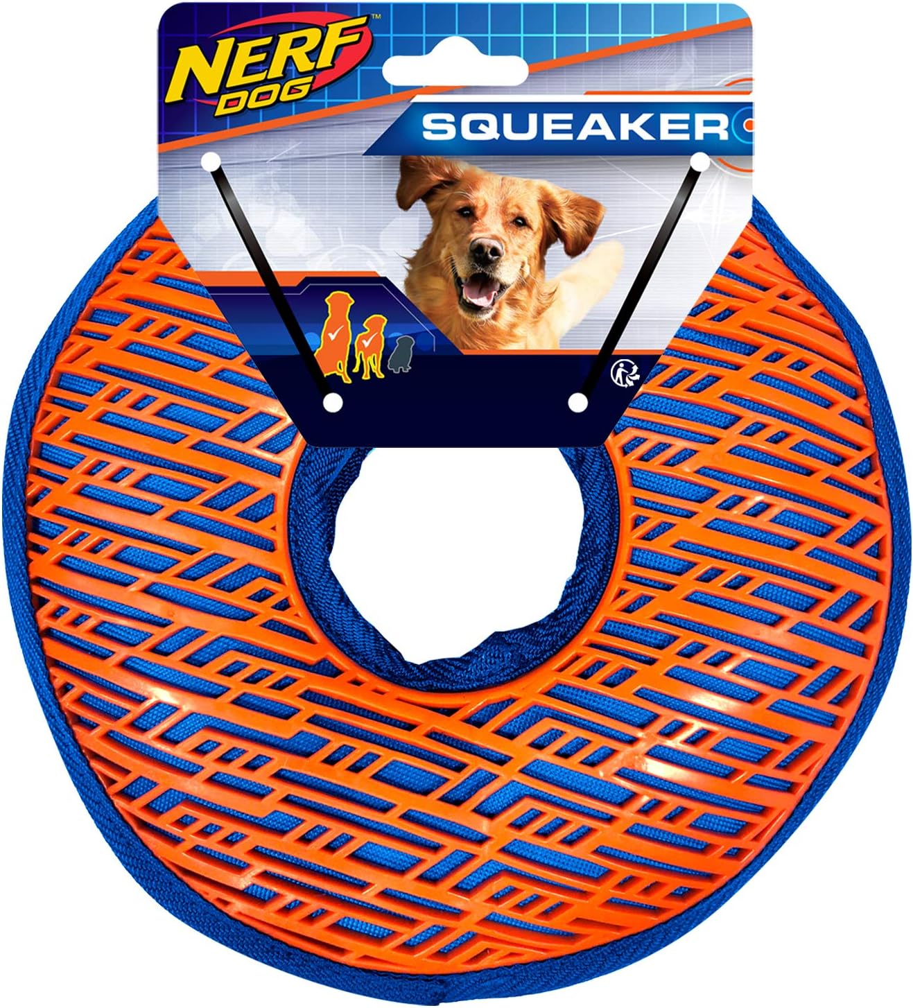 Nerf Dog 8.5in 1-Sided TPR Force Grip Ring - Blue/Orange