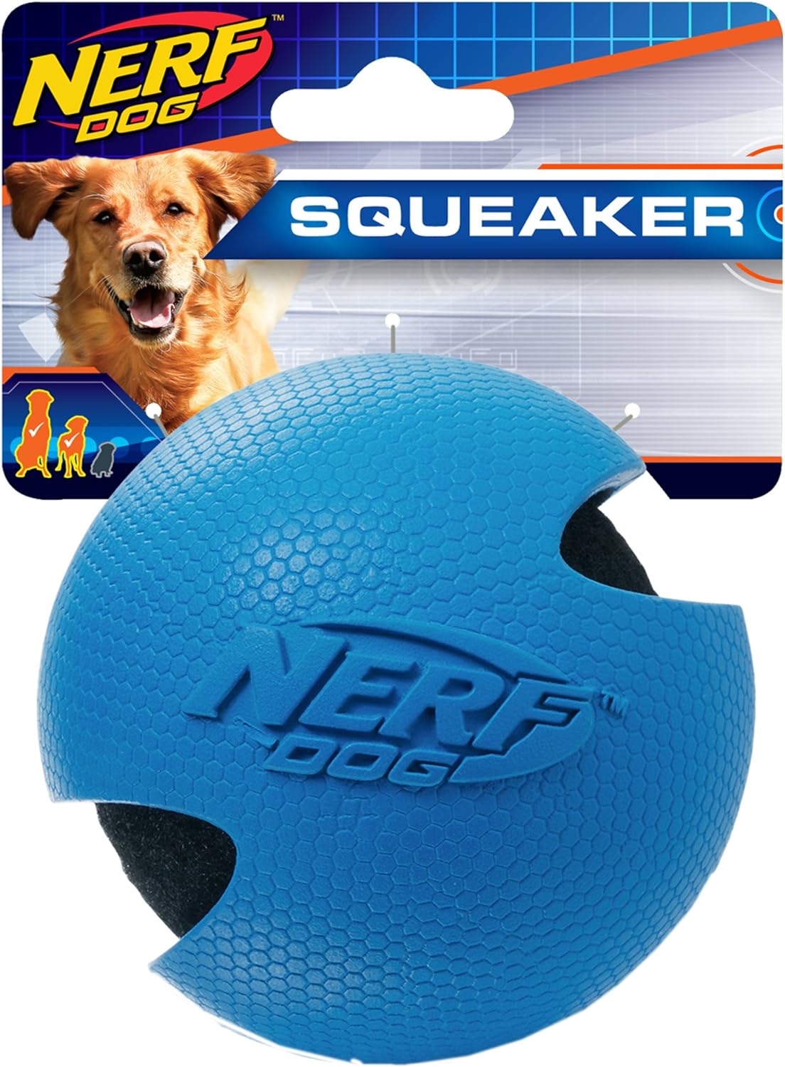 Nerf Dog Classic Rubber Wrapped Tennis Ball Dog Toy, Lightweight, Durable and Water Resistant, 3 Inches, For Small/Medium/Large Breeds, Single Unit, Blue