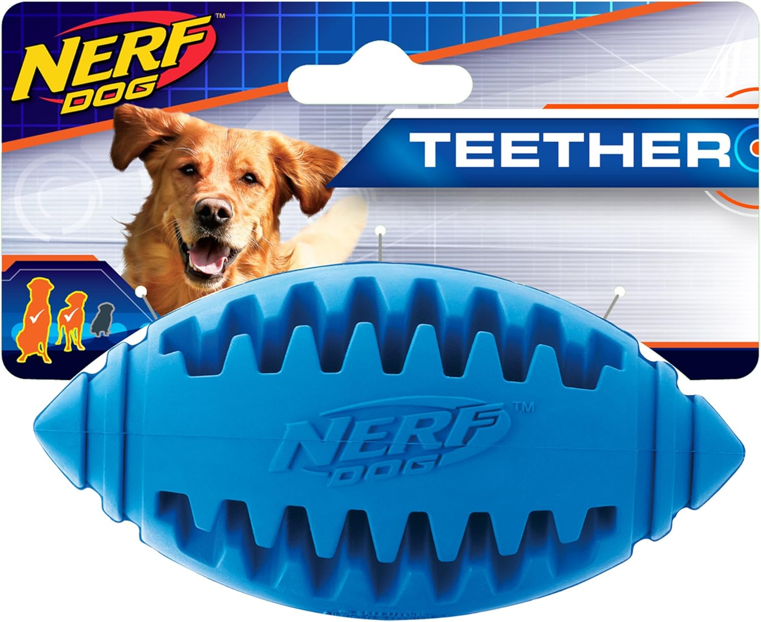 Nerf Dog Teether Football, 5-Inch, Blue