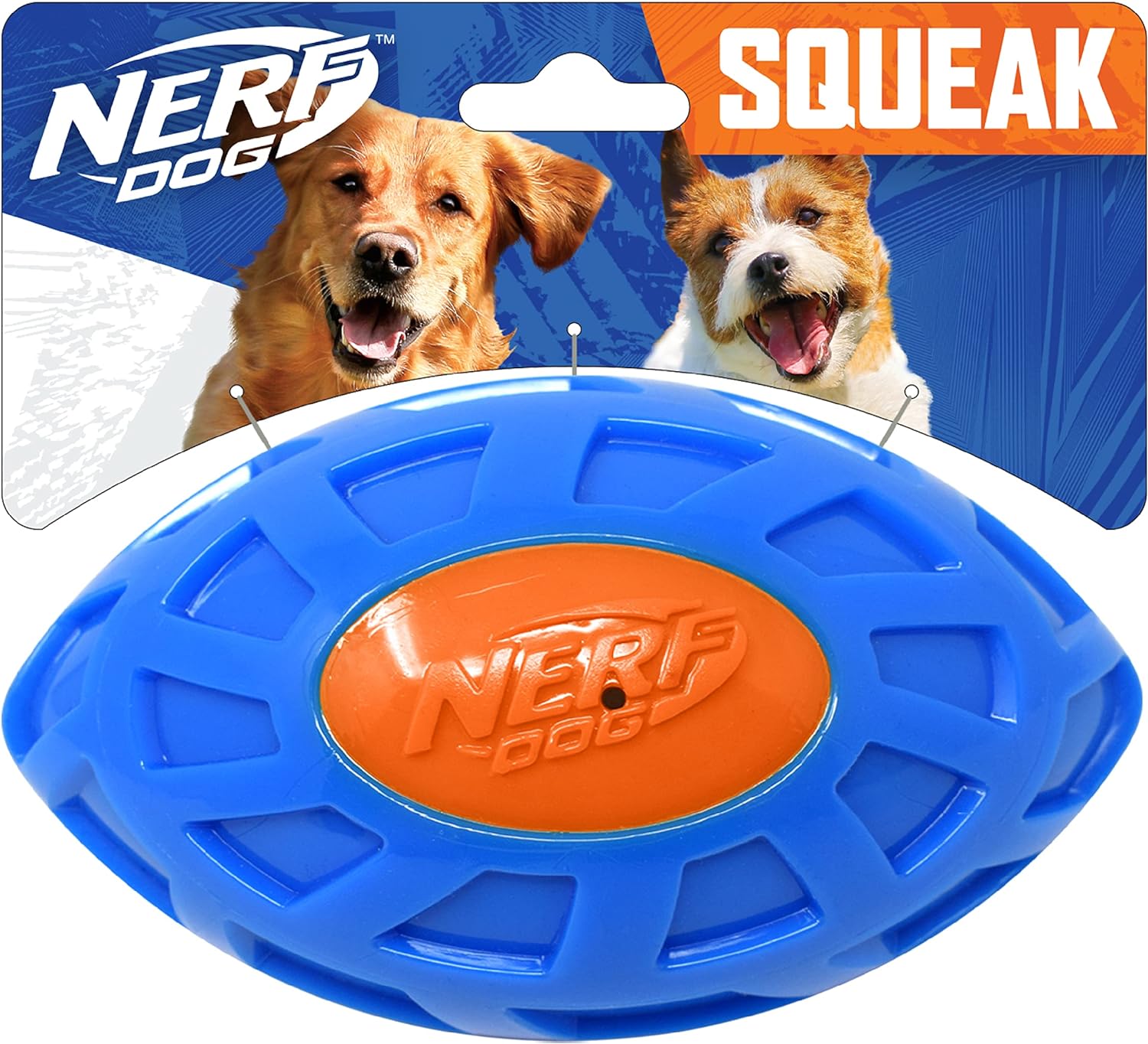 Nerf Dog 6in TPR EXO Squeak Football - Blue/Orange