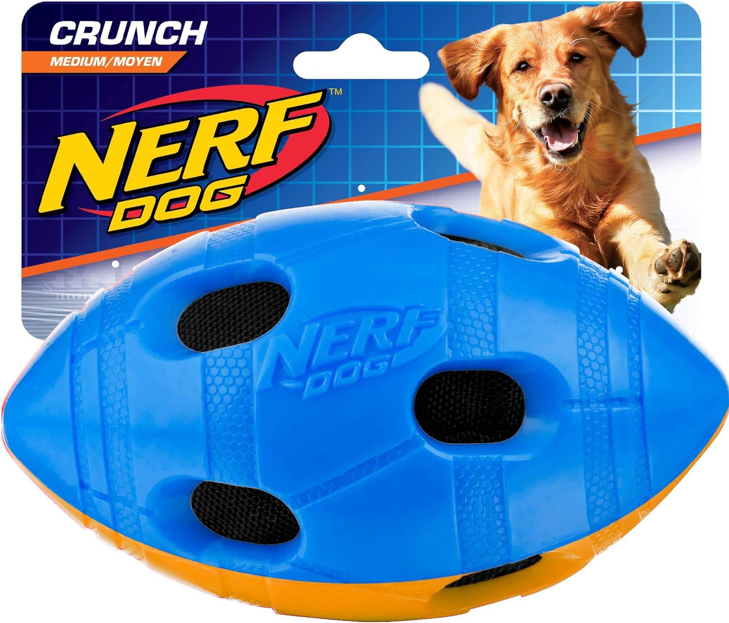Nerf Dog 6in TPR Bash Crunch Football - Blue/Orange