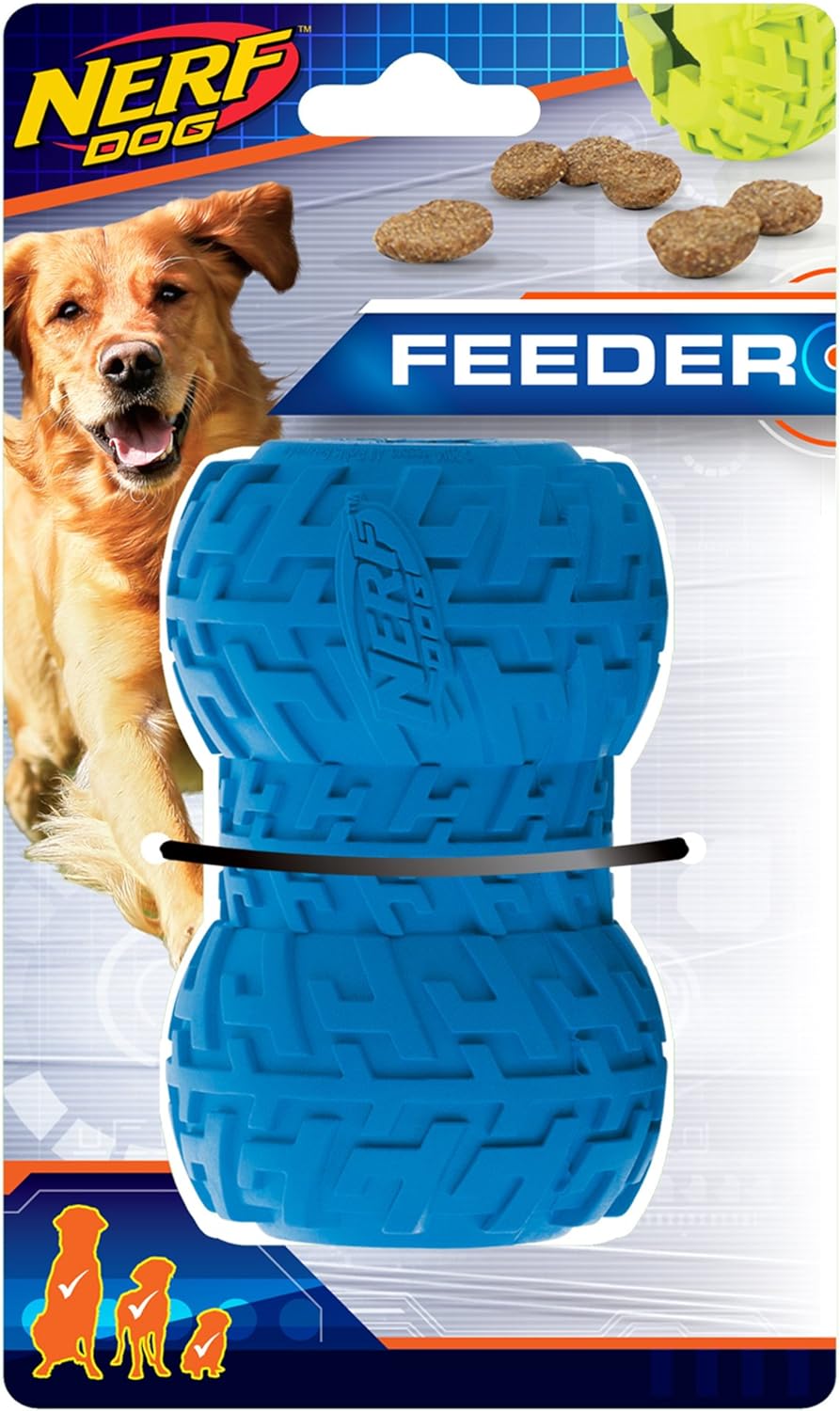 Nerf Dog 4 Tire Treat Feeder Dog Toy, Blue, Large