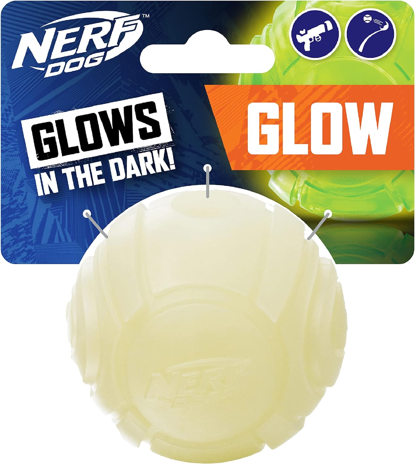 Nerf Dog Glow Ball Dog Toy with Interactive LED, Lightweight, Durable and Water Resistant, 2.5 Inches, for Small/Medium/Large Breeds, Single Unit, No Color