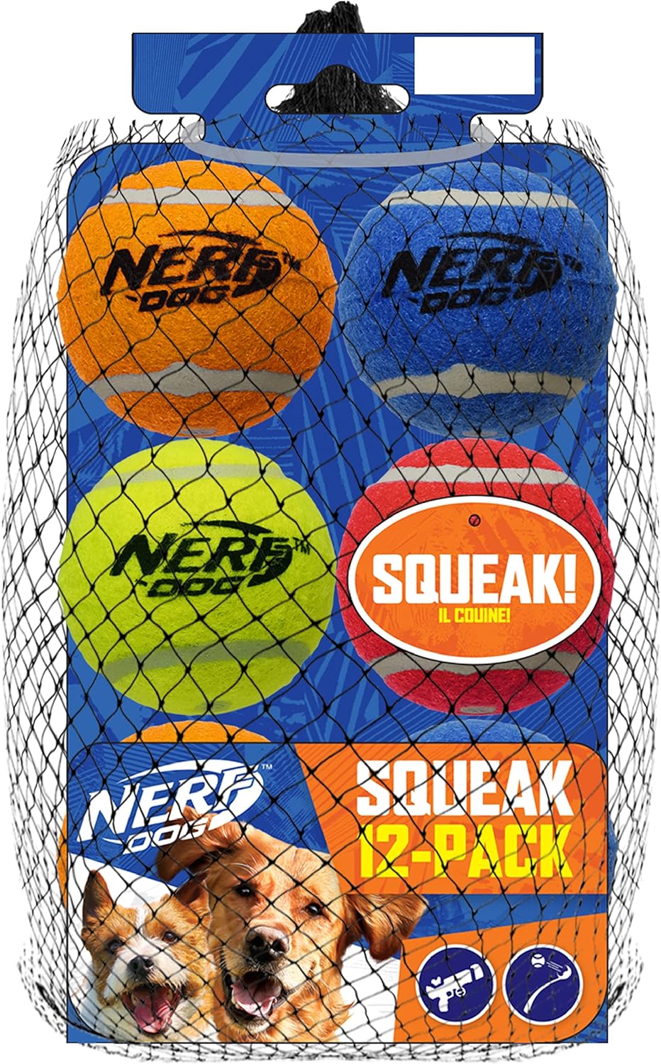 Nerf Dog 12-Piece Dog Toy Gift Set, Includes 2.5in Squeak Tennis Ball 12-Pack, Nerf Tough Material, Multicolored