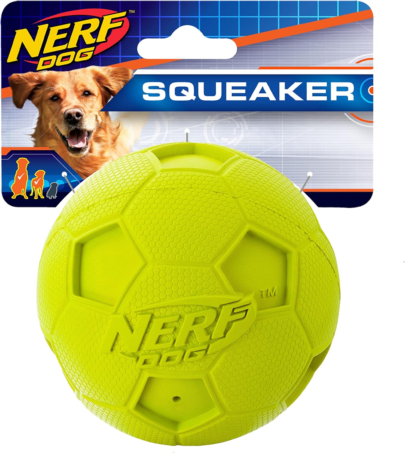 Nerf Dog 4in Soccer Squeak Ball Green, Dog Toy, Model Number: 2172