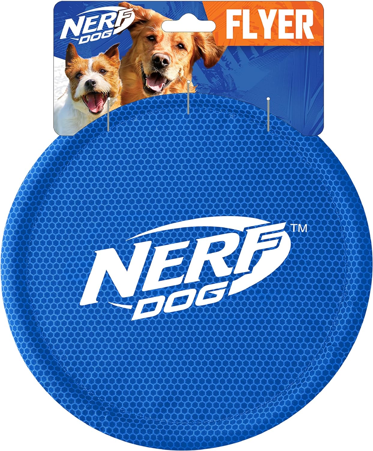 Nerf Dog Nylon Flyer Dog Toy, Flying Disc, Lightweight, Durable and Water Resistant, Great for Beach and Pool, 9 inch Diameter, for Medium/Large Breeds, Single Unit, Blue