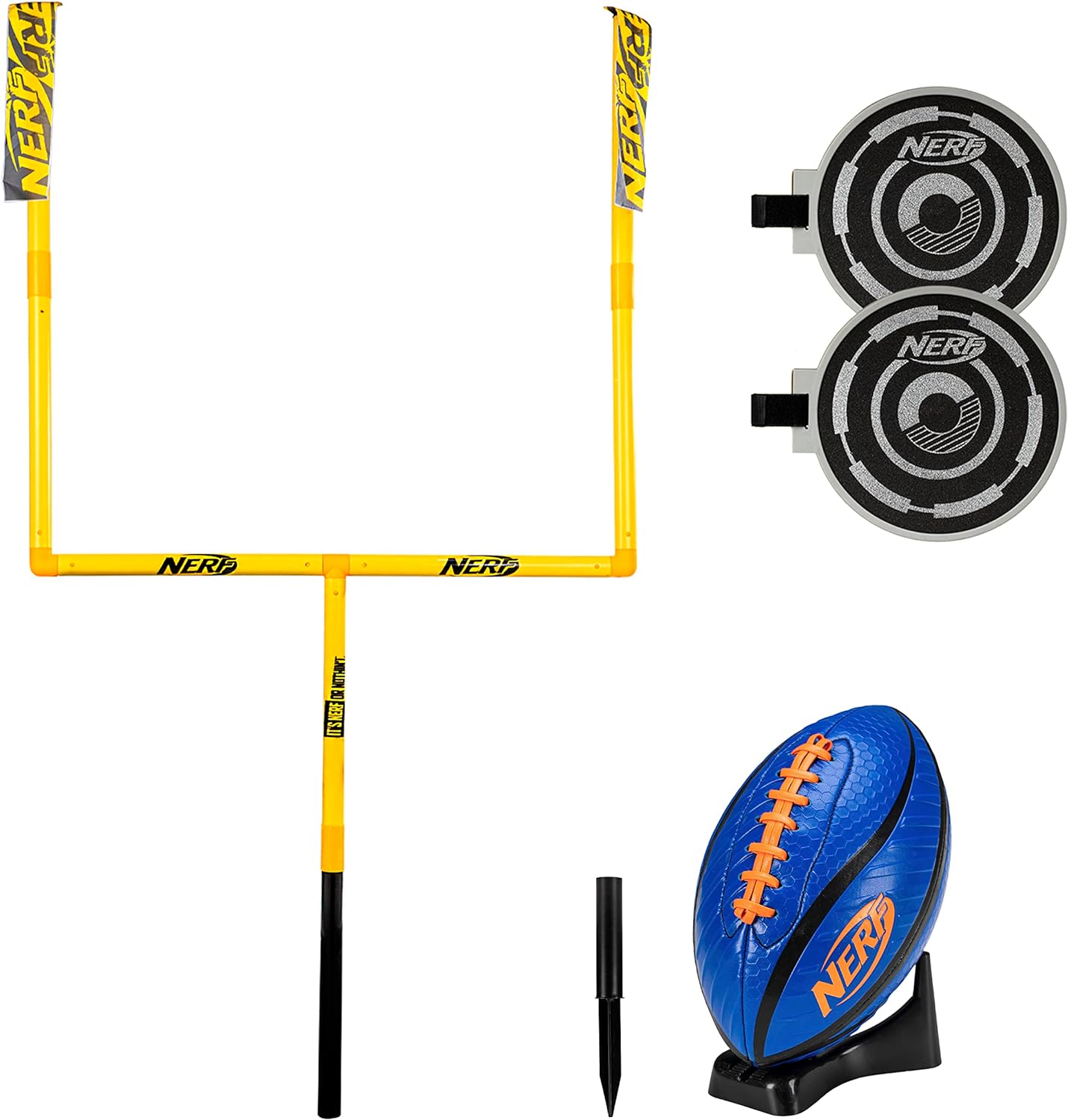 Nerf Punt and Pass Football Goal Post Set - Complete All in One Set - Included Removeable Knockout Targets