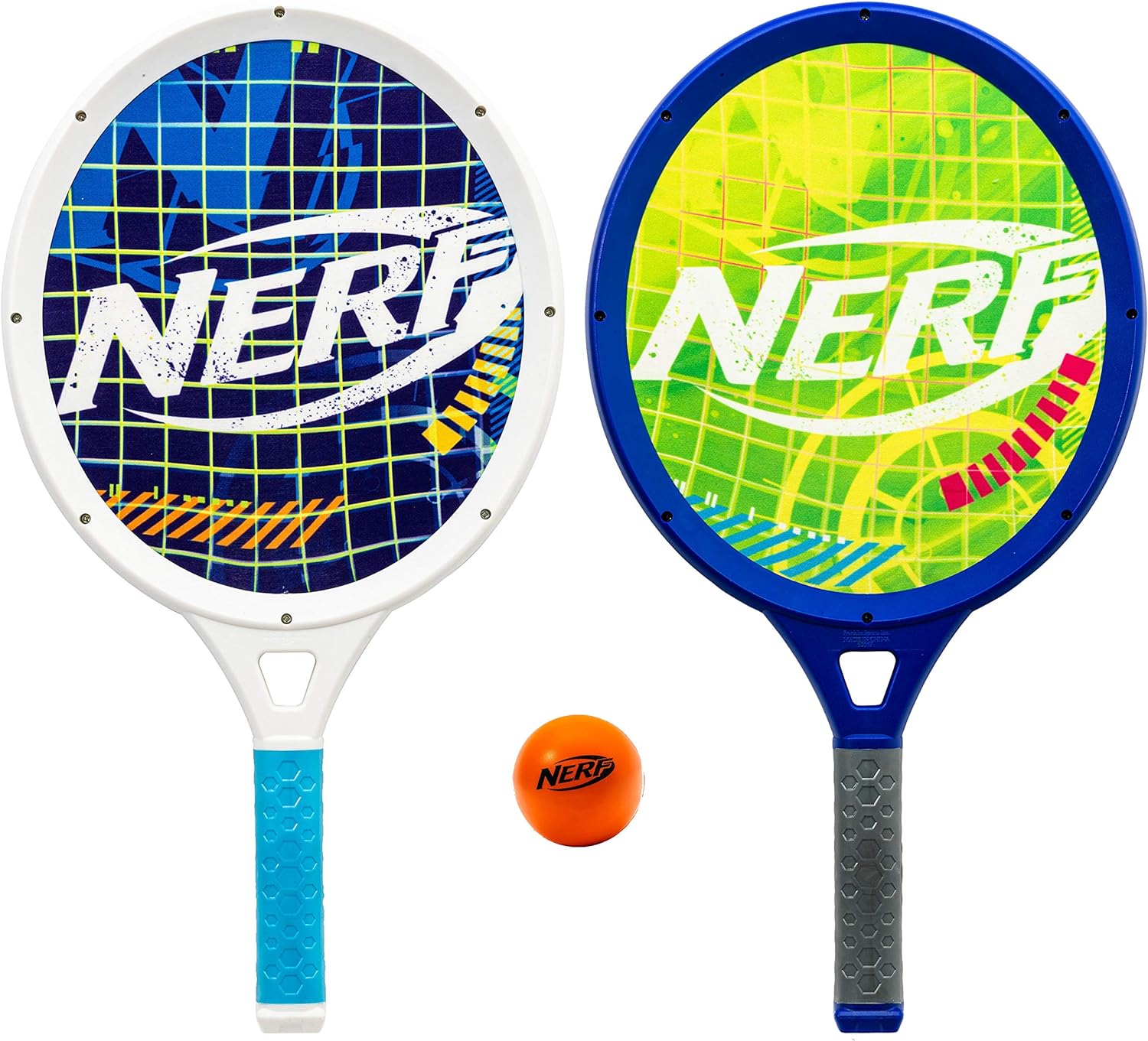 NERF Foam Tennis Set for Kids - 2 Player Kids Tennis Set - Jumbo Rackets and Foam Tennis Ball - Indoor Tennis Set - (2) Rackets and Foam Ball Included