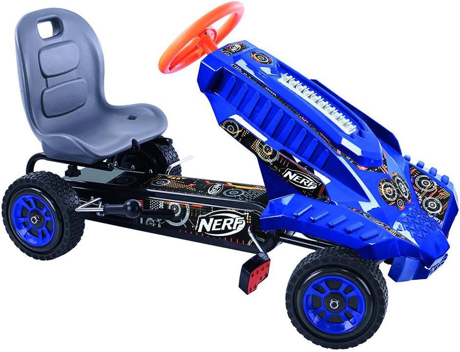 Hauck: Nerf Striker, Go Kart, Ride on, Colors Blue and Orange, Easy to Use Handbrake for Optimal Control, Adjustable Bucket Seat, For Ages 4 and up