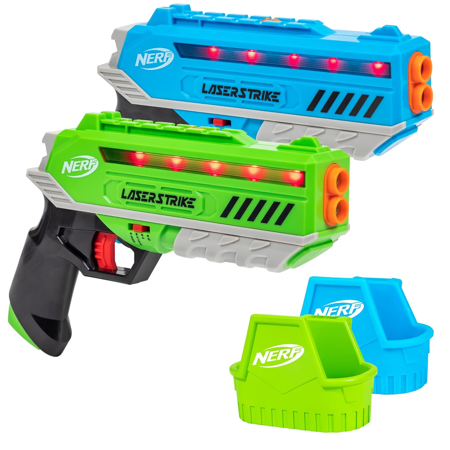 NERF Laser Strike 2 Player Laser Tag Game Pack Complete with 2 300ft Range Blasters & 2 Holsters - Indoor or Outdoor Play Arcade Games, Toys for Kids & Family