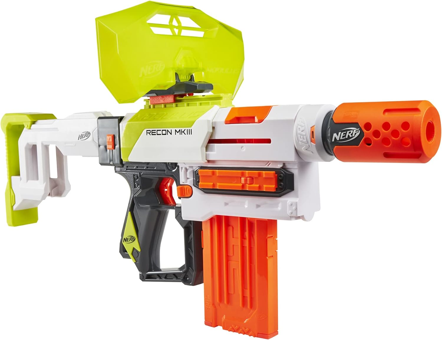 NERF Modulus Recon MKIII Blaster, Removable Stock and Barrel Extension, Dart Shield, 12-Dart Clip, 12 Elite Darts, Outdoor Games and Toys for Boys and Girls (Amazon Exclusive)