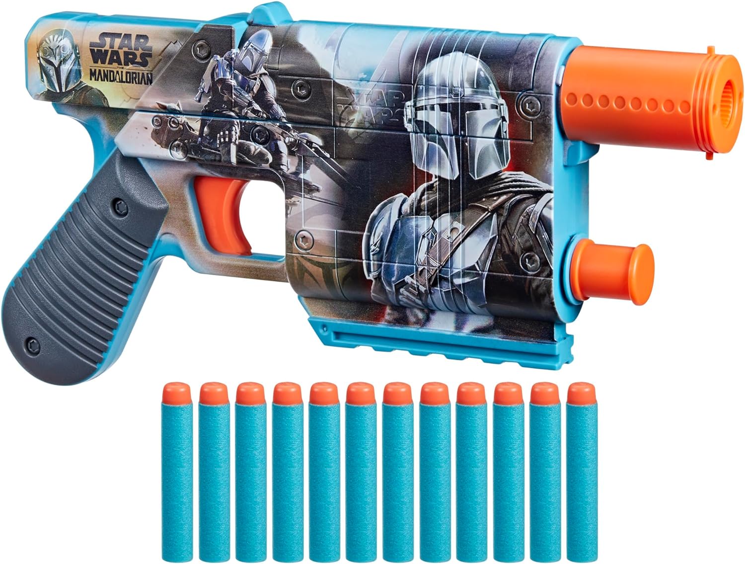 NERF Star Wars The Mandalorian Dart Blaster, 12 Elite Darts, Internal Clip, Toy Foam Blasters for 8 Year Old Boys & Girls & Up