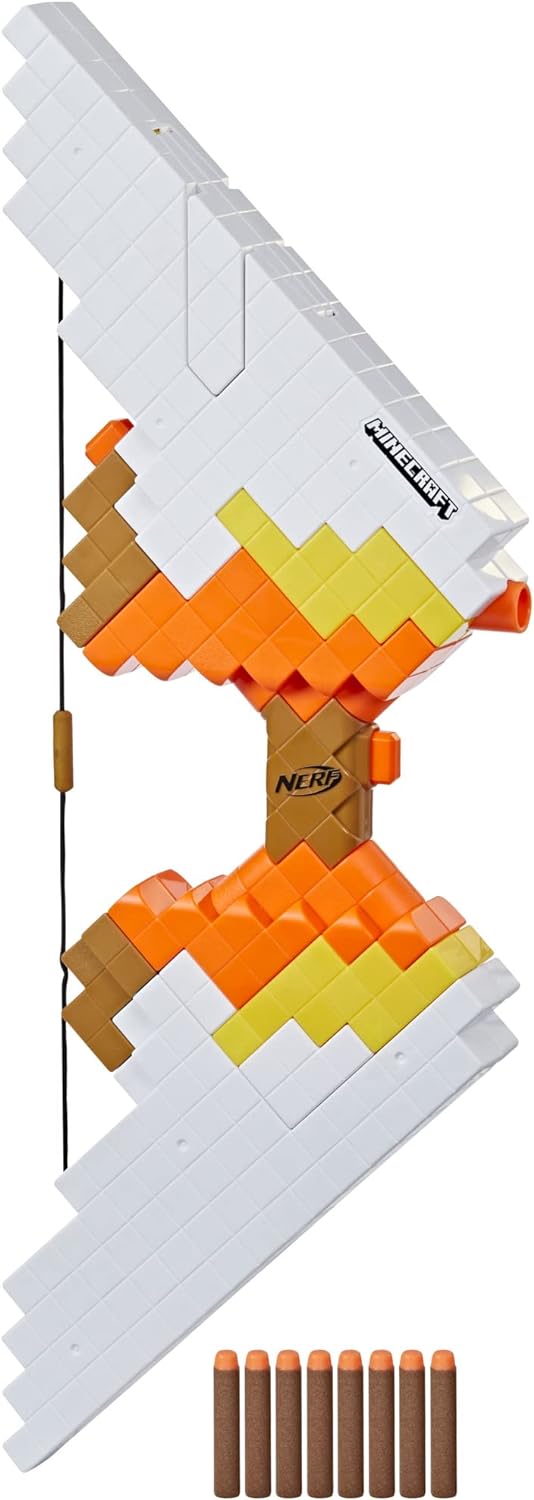 NERF Minecraft Sabrewing Motorized Blaster Bow, 8 Elite Darts, 8-Dart Clip, Electric Full Auto Toy Foam Blasters, Minecraft Toys for 8 Year Old Boys and Girls and Up