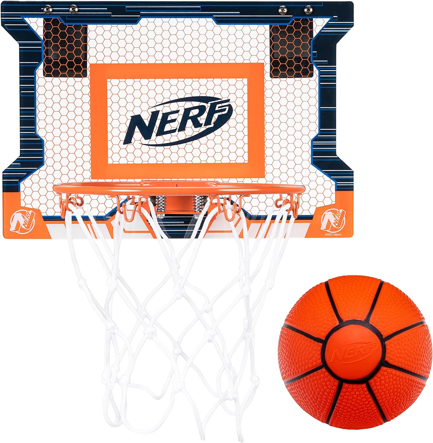 NERF Basketball Hoop Set - Pro Hoop Mini Hoop Set with Mini Basketball - Steel Rim Great for Dunking