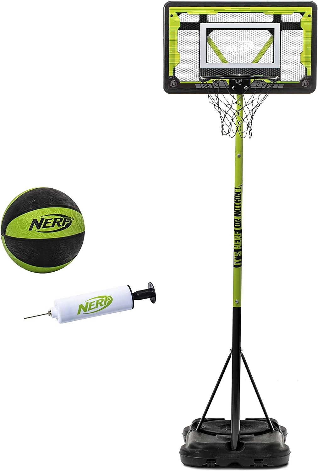 NERF Youth Mini Basketball Hoop - Proshot Indoor + Outdoor Portable Kids Basketball Hoop - Adjustable Height 6.6' to 7.5' - Mini Driveway Hoop - 30 Backboard