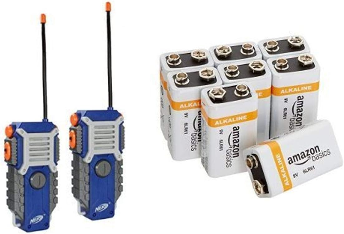 Nerf Walkie Talkies with Amazon Basics 9V Batteries Bundle