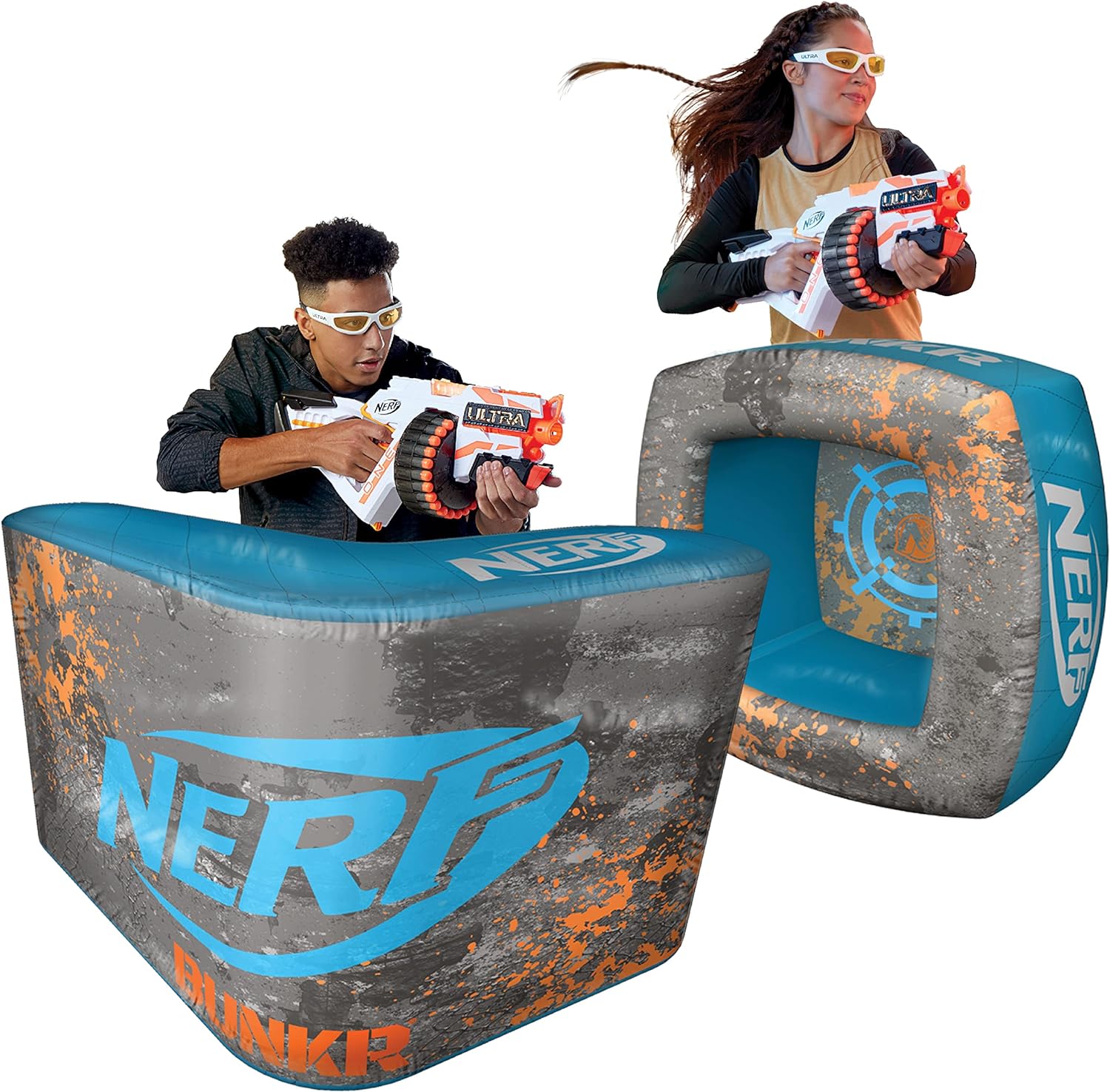 NERF BUNKR Battlezone Switch Gaming Chair and Footrest Set - Bunker Inflatable Cover and Target