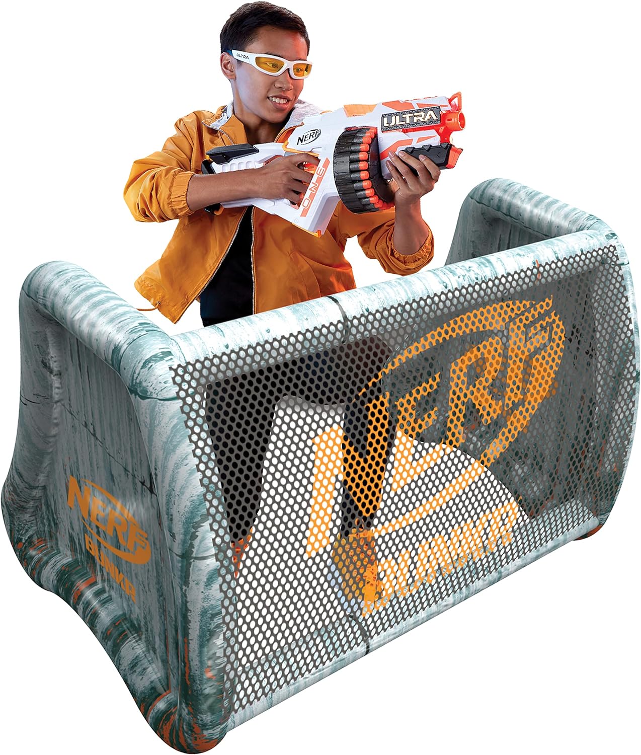 Nerf Bunkr Officially Licensed Battle Fort Inflatable Bunker Barricade Wall - Perfect for Nerf Party Nerf War, Multicolor