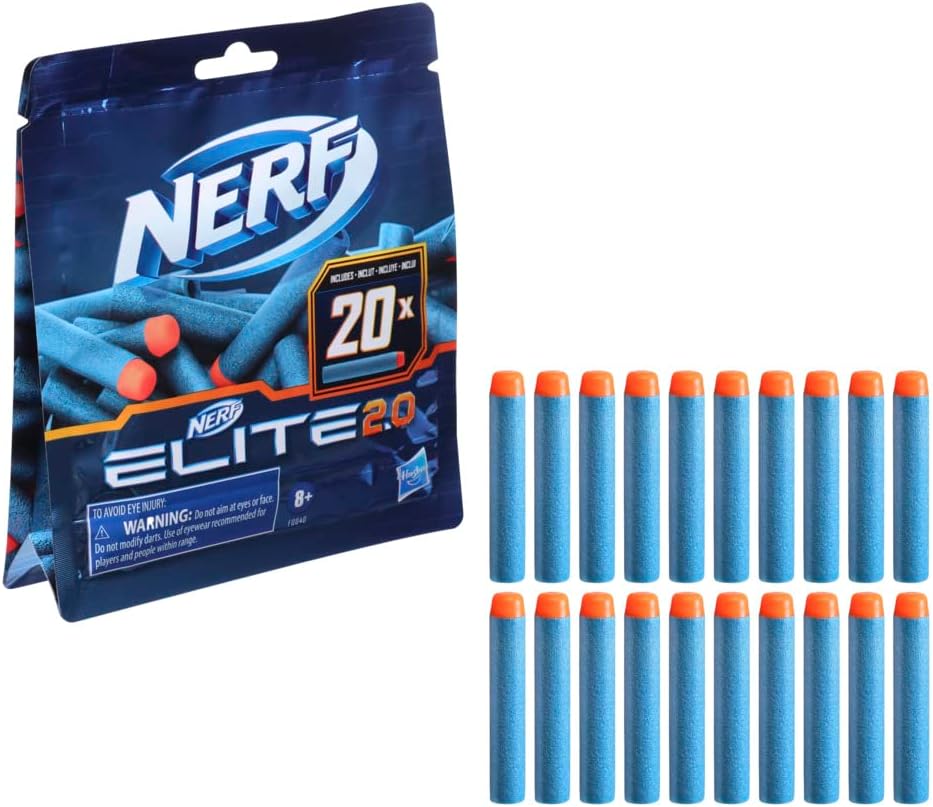 Nerf Elite 2.0 20-Dart Refill Pack, Christmas Stocking Stuffers - 20 Official Nerf Elite 2.0 Foam Darts - Compatible with All Nerf Blasters That Use Elite Darts