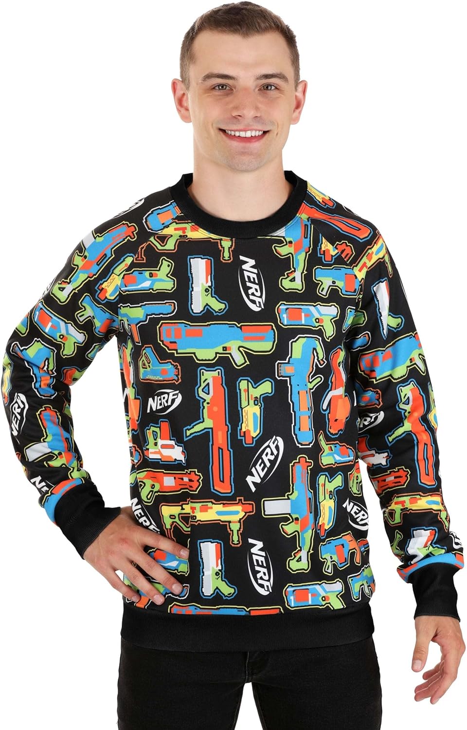 Hasbro NERF Guns Sweater for Adults, Hasbro Nerf Clothing, Funny Ugly Sweaters, Knitted Crewneck Pullover