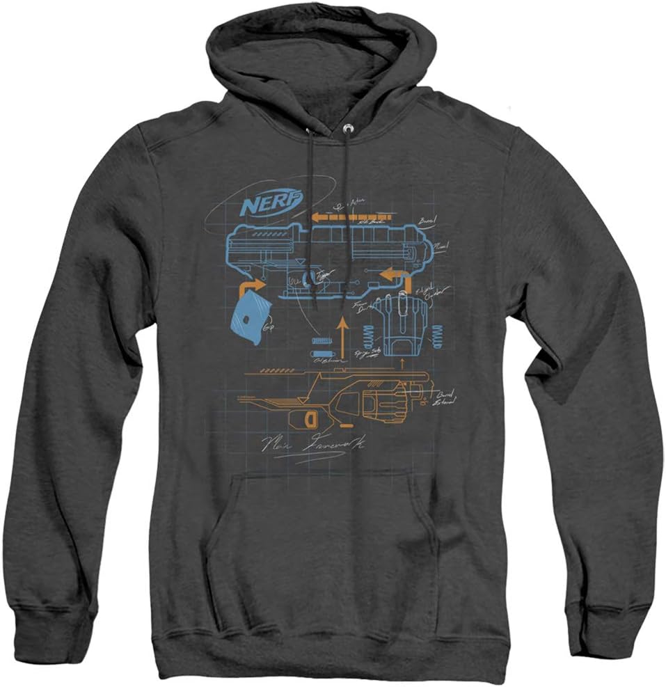 Trevco Nerf Deconstructed Nerf Gun Unisex Adult Pull-over Heather Hoodie