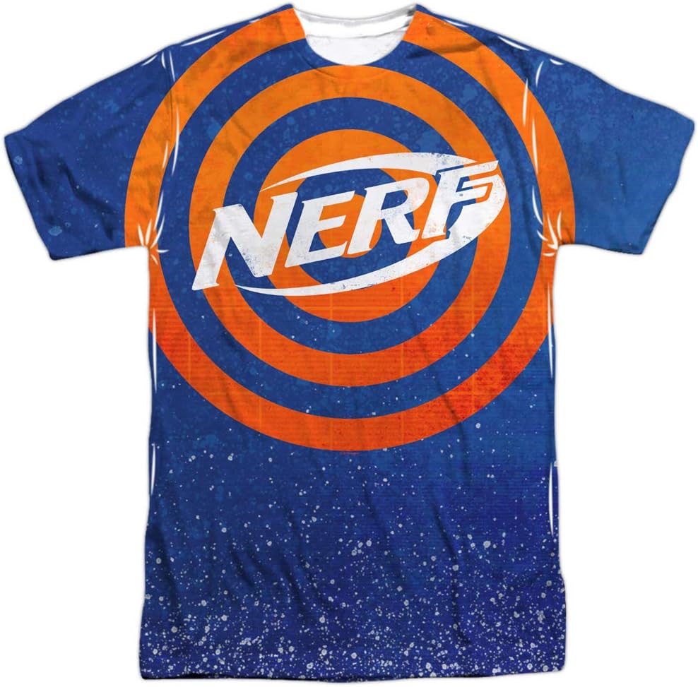 Nerf Target Practice Unisex Adult Front Only Sublimated T Shirt for Men and Women