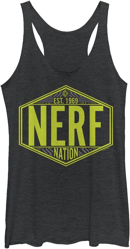 Hasbro Women' Nerf Nation Badge Tri-Blend Racerback Layering Tank