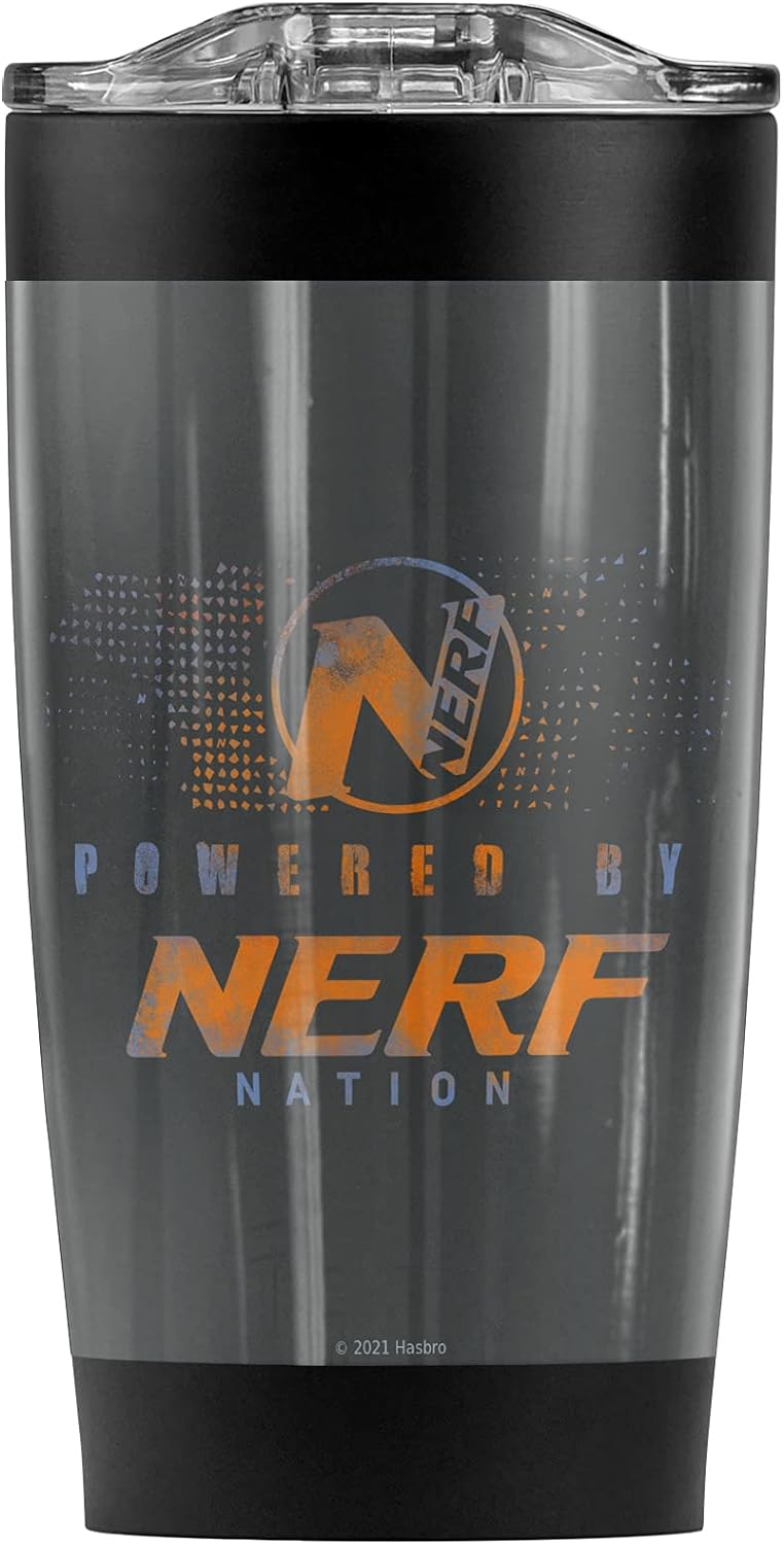 Logovision Nerf Powered By Nerf Nation Stainless Steel Tumbler 20 oz Coffee Travel Mug/Cup, Vacuum Insulated & Double Wall with Leakproof Sliding Lid | Great for Hot Drinks and Cold Beverages