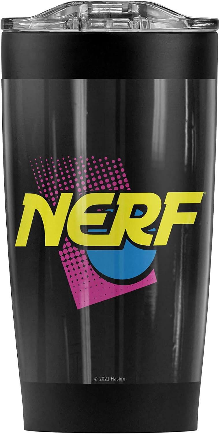 Nerf 90S Logo Stainless Steel Tumbler 20 oz Coffee Travel Mug/Cup, Vacuum Insulated & Double Wall with Leakproof Sliding Lid | Great for Hot Drinks and Cold Beverages