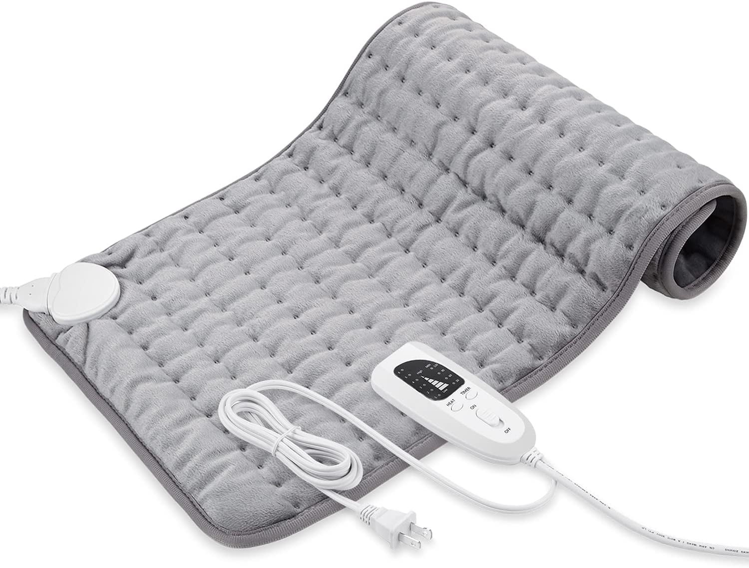 Heating Pad - Electric Heating Pads - Hot Heated Pad for Back Pain Muscle Pain Relieve - Dry & Moist Heat Option - Auto Shut Off Function (Light Gray, 12''x24'')