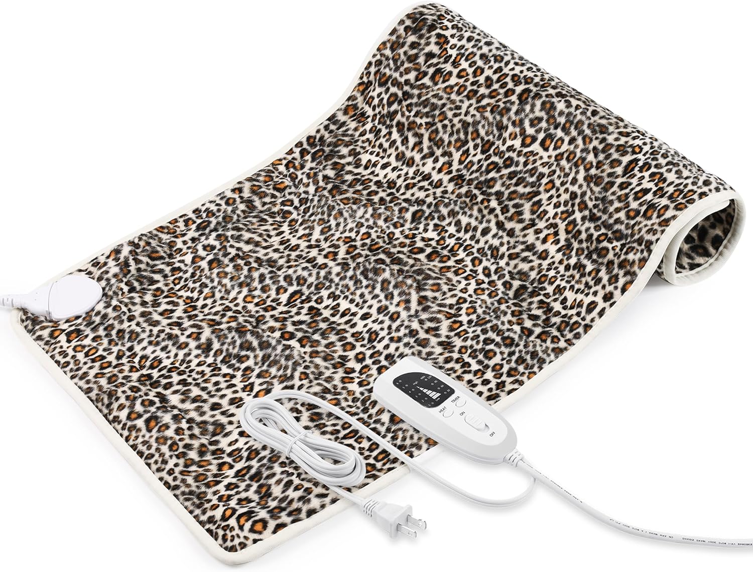 Heating Pad - Electric Heating Pads - Hot Heated Pad for Back Pain Muscle Pain Relieve - Dry & Moist Heat Option - Auto Shut Off Function (Leopard Print, 12''24'')