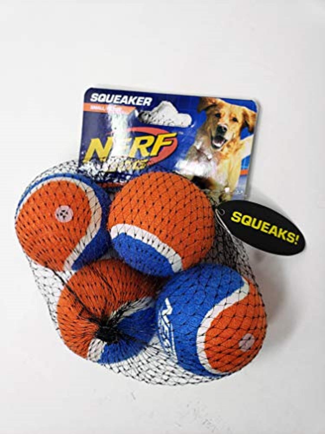 Nerf Dog Squeaker Tennis Ball, Small, Four (4) Piece Set