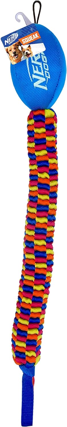 Nerf Dog Rainbow Vortex Chain Tug Dog Toy, Lightweight, Durable and Water Resistant, 19 Inches, for Medium/Large Breeds, Single Unit, Rainbow Colored, Blue/Green/Orange/Red (4239)
