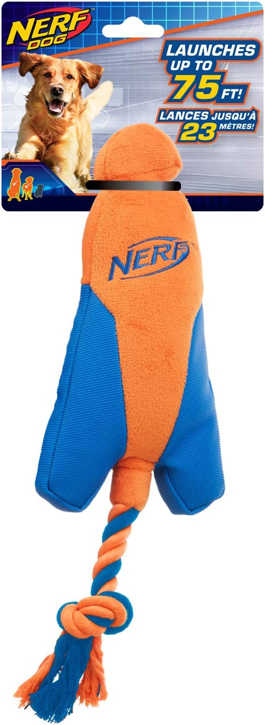 Nerf Dog Trackshot Arrowhead Launcher with Interactive Design, Great for Fetch, Launches up to 75 ft, Single Unit, Blue/Orange