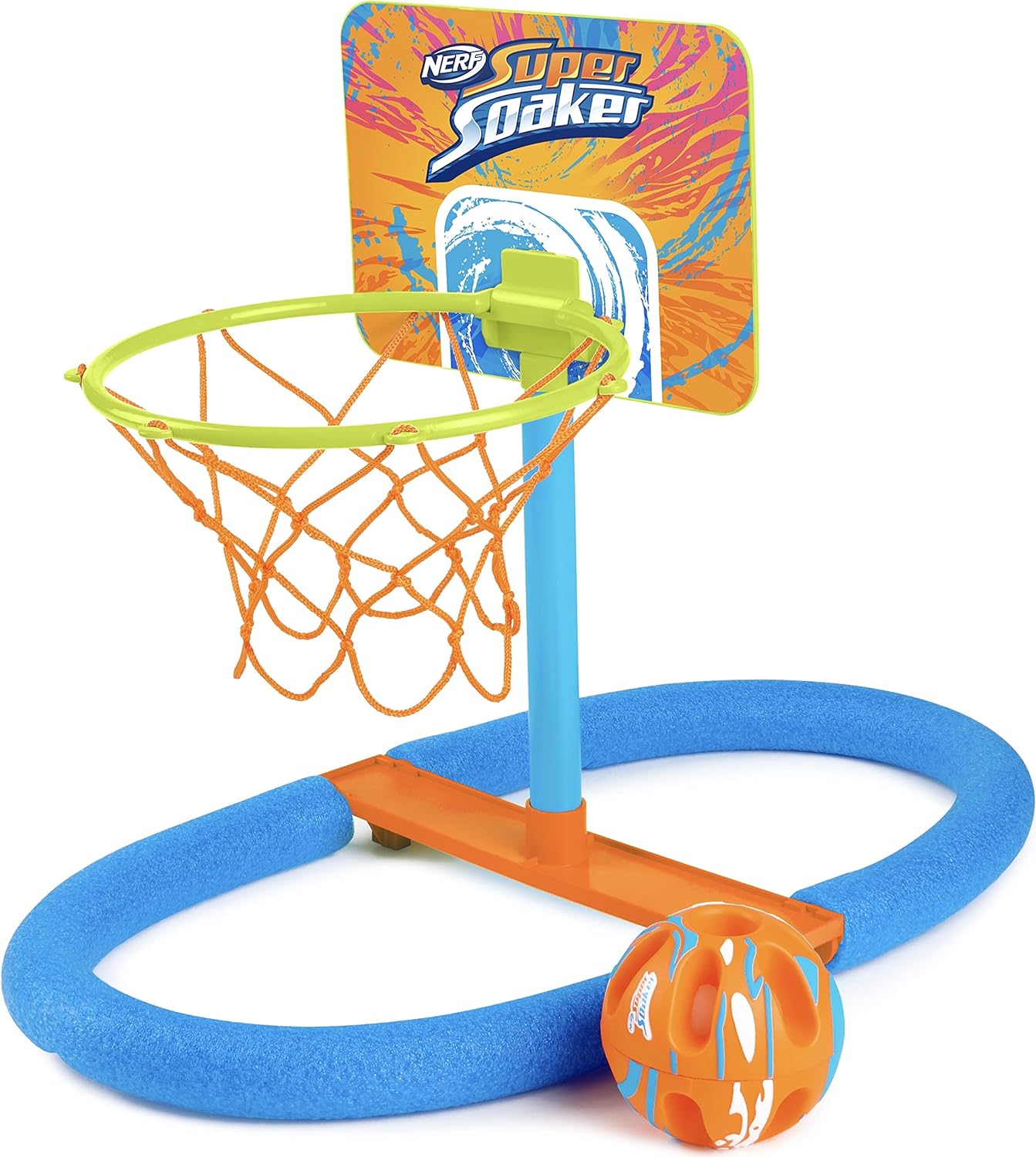 Nerf Super Soaker Dunk It Pool Basketball  in-Pool and Pool-Side Hoop with Unsinkable Ball  Summer Pool Toys